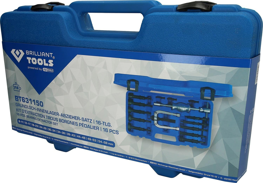 BRILLIANT TOOLS BT631150 Grundloch-Innenlager-Abzieher-Satz | 16- tlg. [Powered by KS TOOLS]
