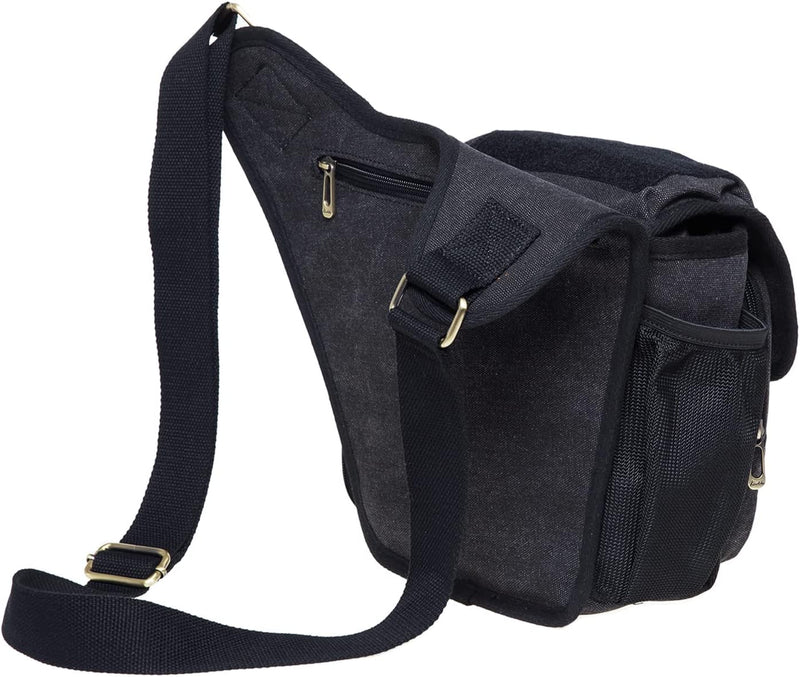 KAUKKO Canvas - Brusttasche für Damen und Herren - Umhängetasche Schwarz- Fh03-4, Schwarz- Fh03-4