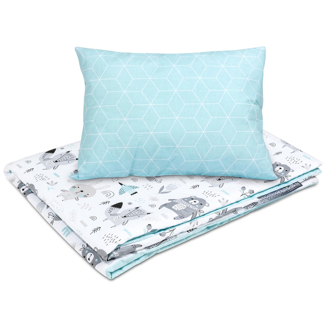 Bellochi Kinderbettwäsche 100x135, Kinderbettdecke 100x135 Set mit Kissen, Kinderdecke 100x135 weich