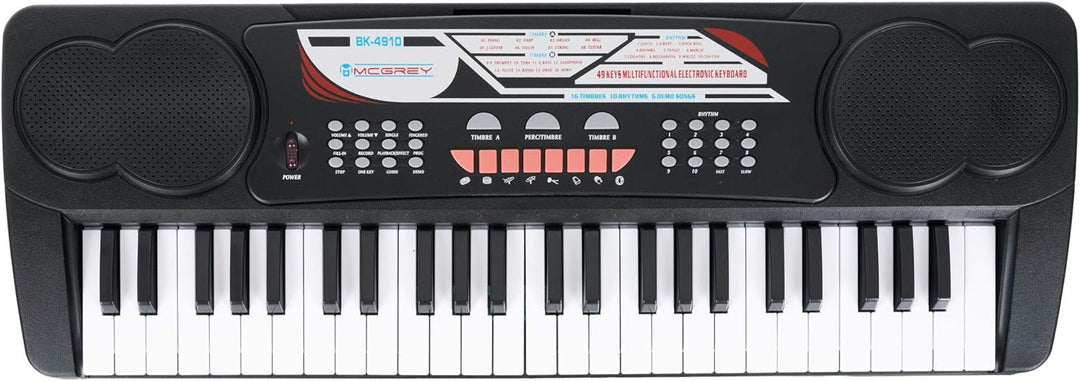 McGrey BK-4910BK Keyboard - Kinder Keyboard mit 49 Tasten - Einsteigerkeyboard mit 16 Sounds und 10