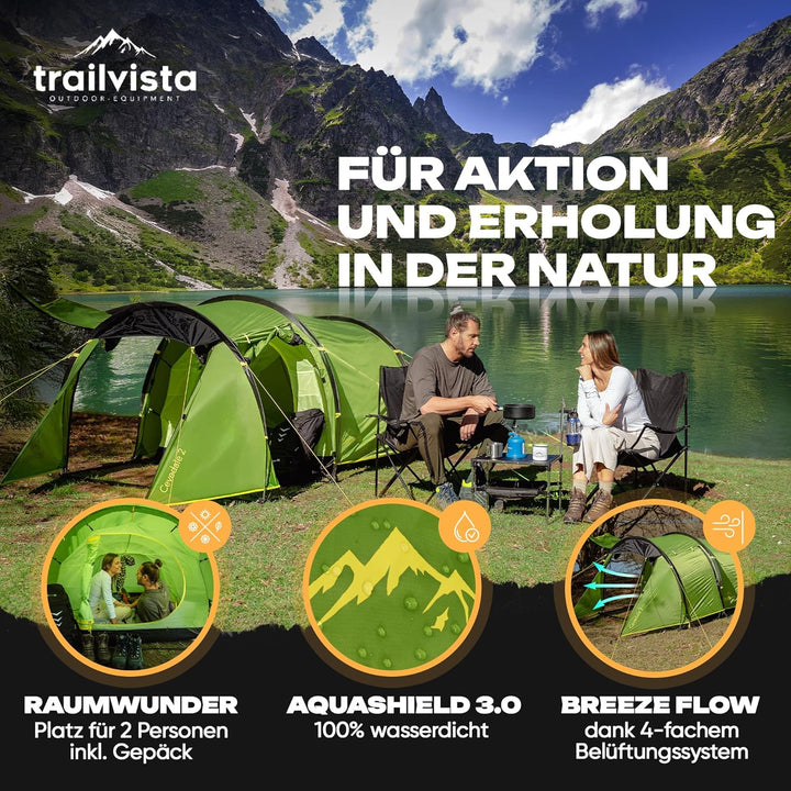Cevedale Zelt 4 Personen Wasserdicht, leicht, kompakt & schnell aufbaubare Zelte, Camping Zelt mit V