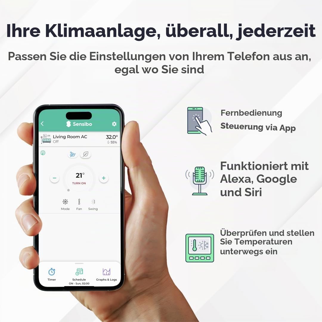 Sensibo Sky, kabellose smarte Steuerung für Klimaanlagen. Schnelle &amp; einfache DIY-Installation. Komf