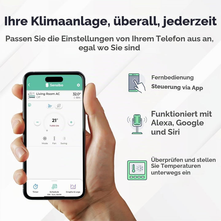 Sensibo Sky, kabellose smarte Steuerung für Klimaanlagen. Schnelle &amp; einfache DIY-Installation. Komf