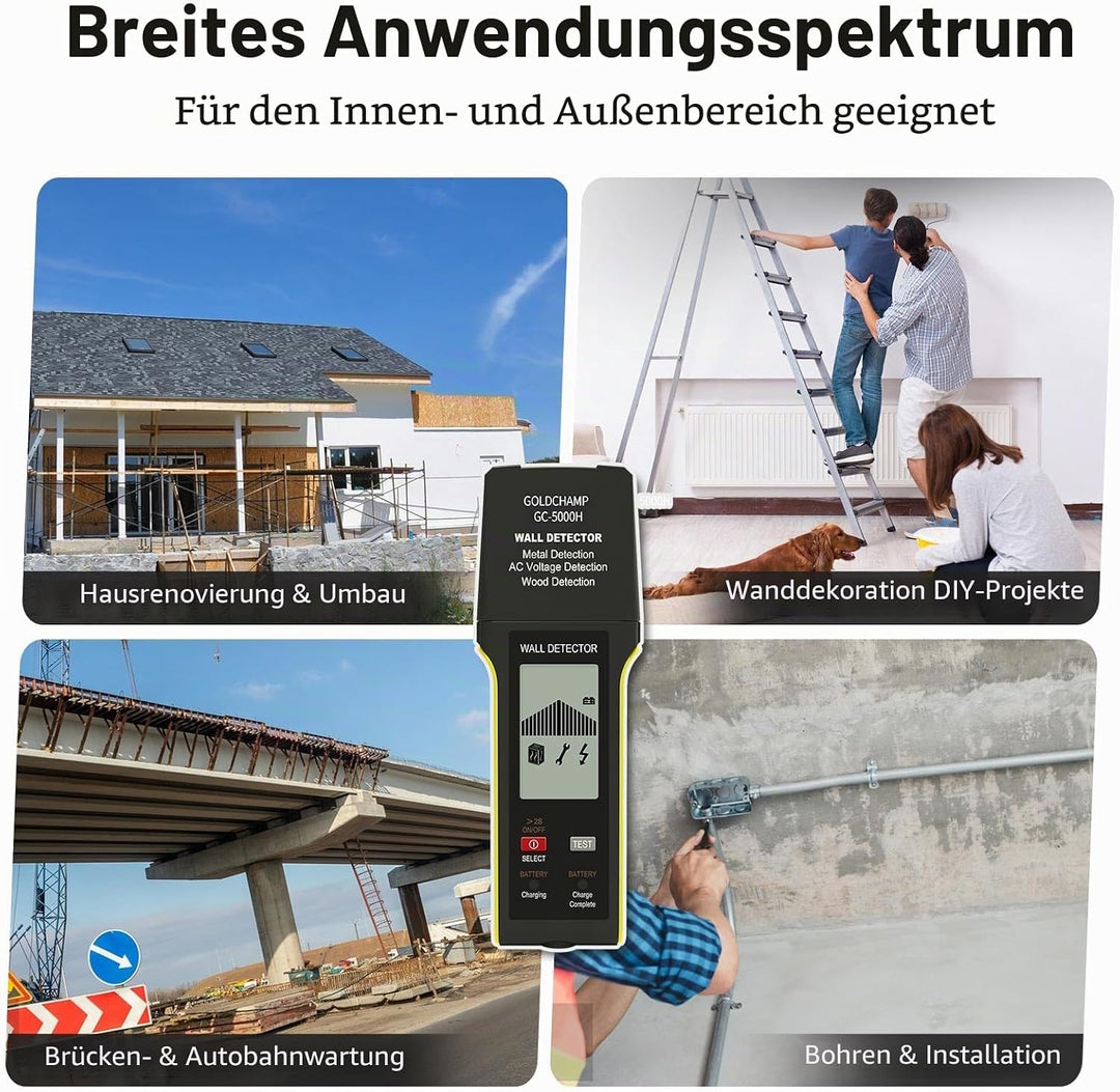 Leitungssucher für Wände, Elektronischer Leitungssucher Ortungsgerät mit LCD-Display und Akustischem