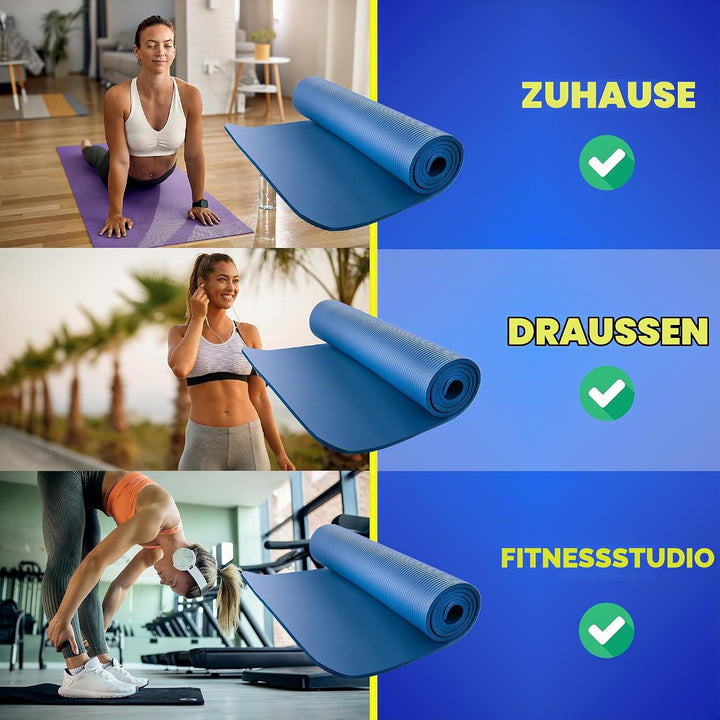 FIZYO Yogamatte 183x61x1 cm – Rutschfeste Fitness- &amp; Trainingsmatte aus NBR-Schaum – Gymnastikmatte