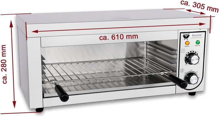 Beeketal 'BSP-3' Profi Gastro Salamander Grill Überbackgerät aus Edelstahl mit 1 Gitter (3 Höhen), 0