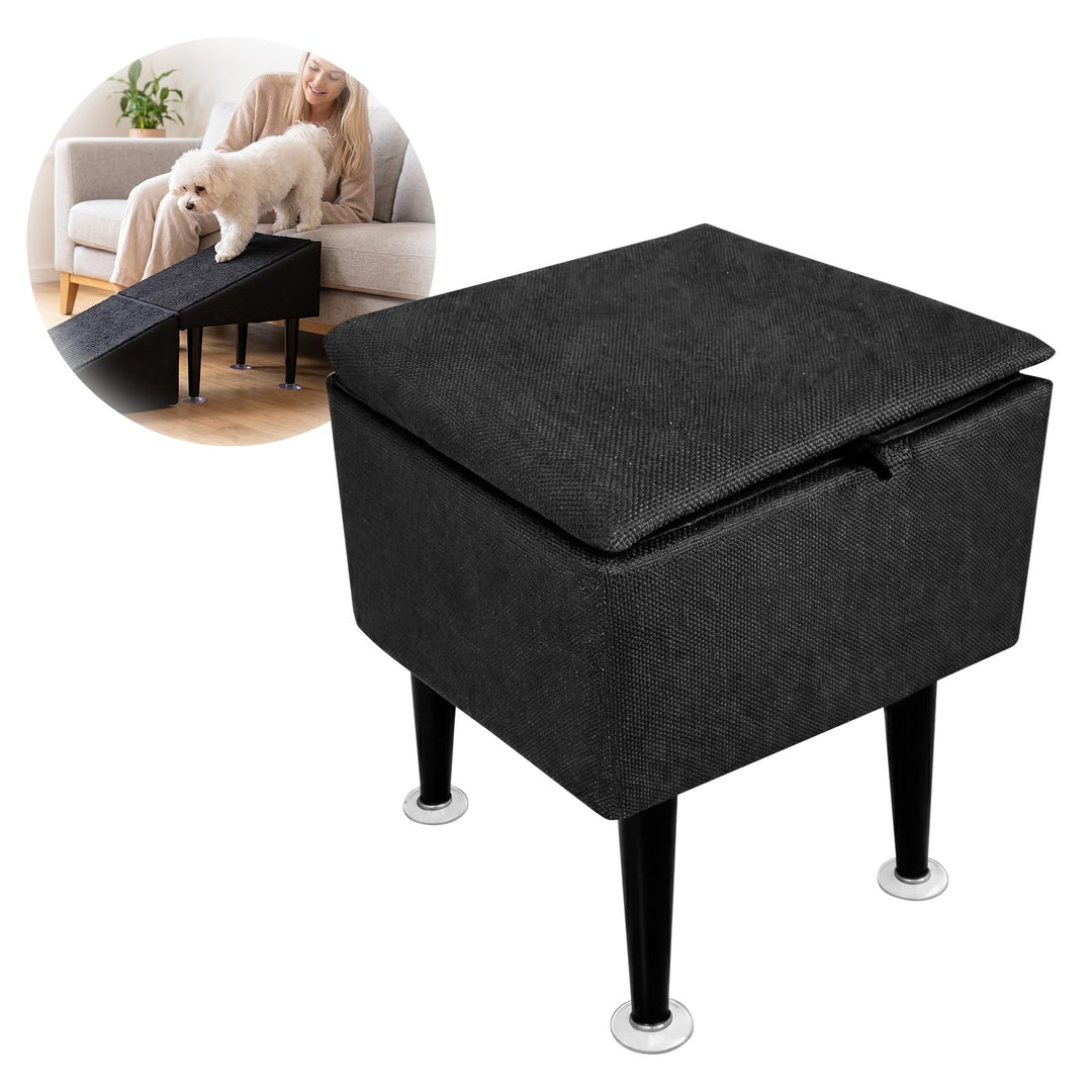 Hundetreppe Klappbar, 2-in-1 Hunderampe & Hocker für Bett und Sofa, 36x36x28cm, mit Saugnapfhalterun