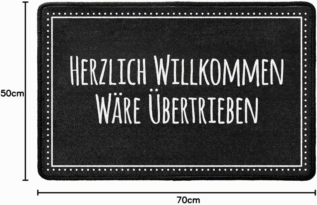 Pechkeks Fussmatte, Schwarz-Herzlich Willkommen wäre übertrieben, 67x43 cm