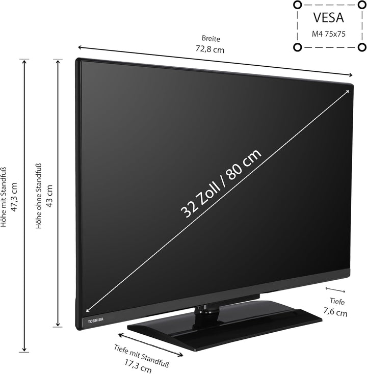 Toshiba 32WV3E63DAZ 32 Zoll Fernseher/VIDAA Smart TV (HD Ready, HDR, Triple-Tuner, Bluetooth, Dolby