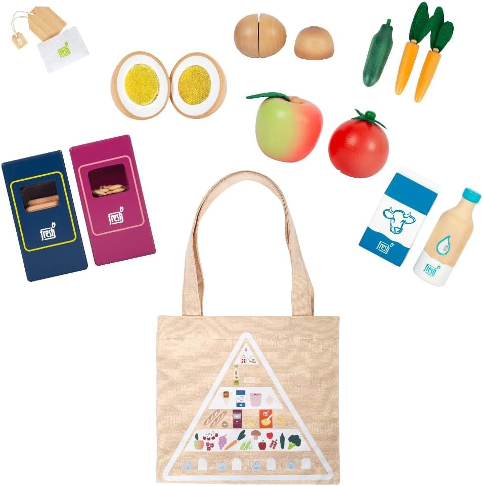 small foot Lebensmittel-Set vegetarisch "fresh" aus Holz, Spiellebensmittel-Set und Rollenspielzeug,