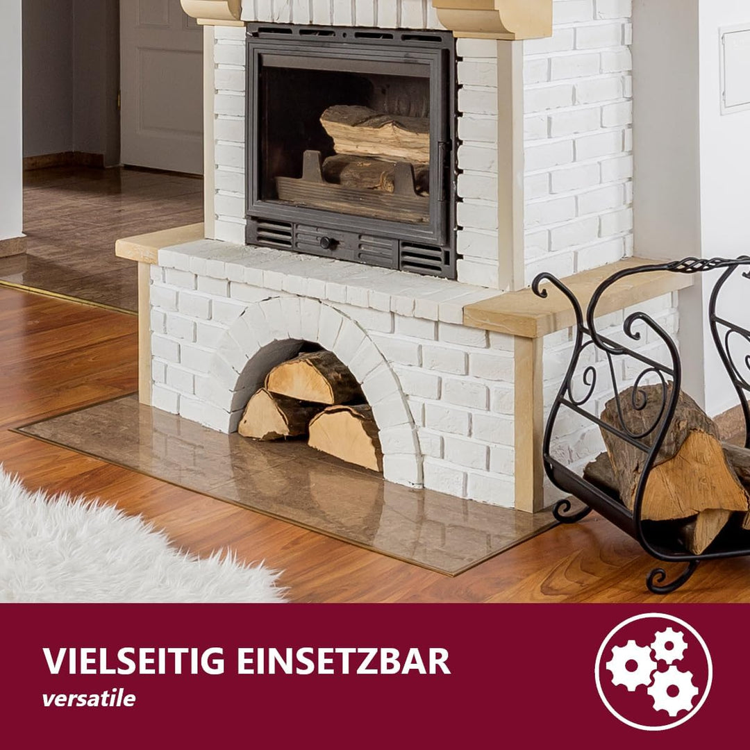 Euro Tische Glasplatte für Kaminofen und Tischplatte in 100x60cm Facettenschliff, Schutzplatte mit 6