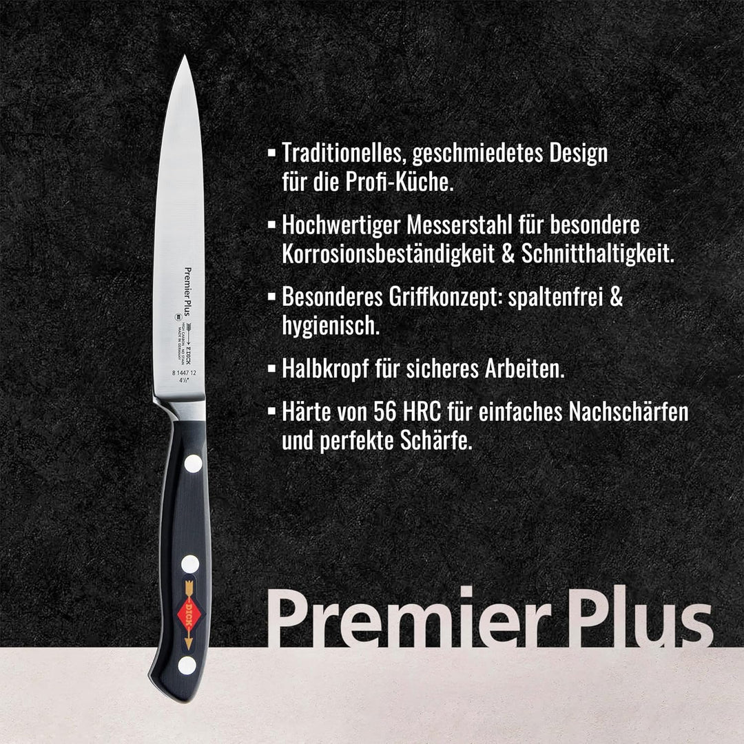 F. DICK Premier Plus Officemesser (Klingenlänge 12 cm, Kochmesser, Gemüsemesser, Küchenmesser, Härte