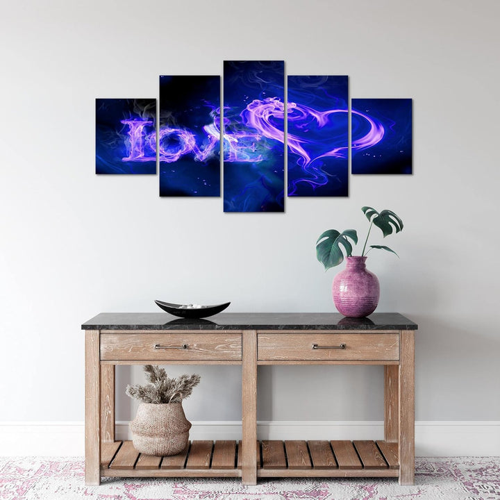 Runa Art Wandbilder Abstrakt Feuer Love 5 Teilig Bild auf Vlies Leinwand Deko Wohnzimmer Schlafzimme