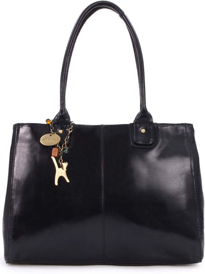 Catwalk Collection Handbags - Leder - Grosse Schultertragetasche/Umhängetasche/Shopper/Tote - KENSIN