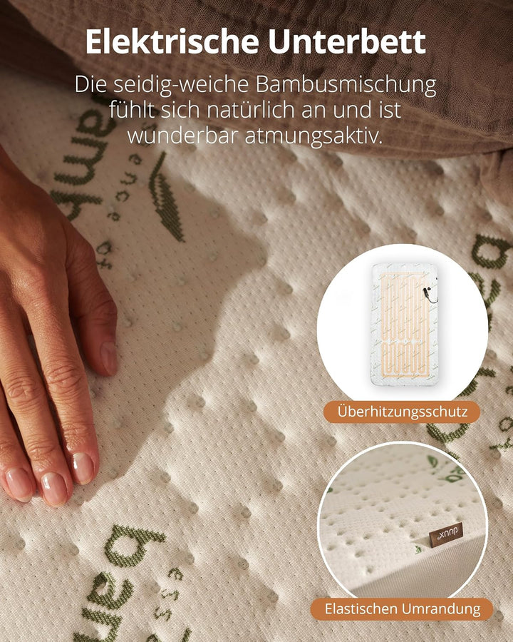 Duux Snooze Bambus Elektrische Unterdecke – Bambus Decklack – 6 Heizstufen & Timer – Waschbar – 90x2