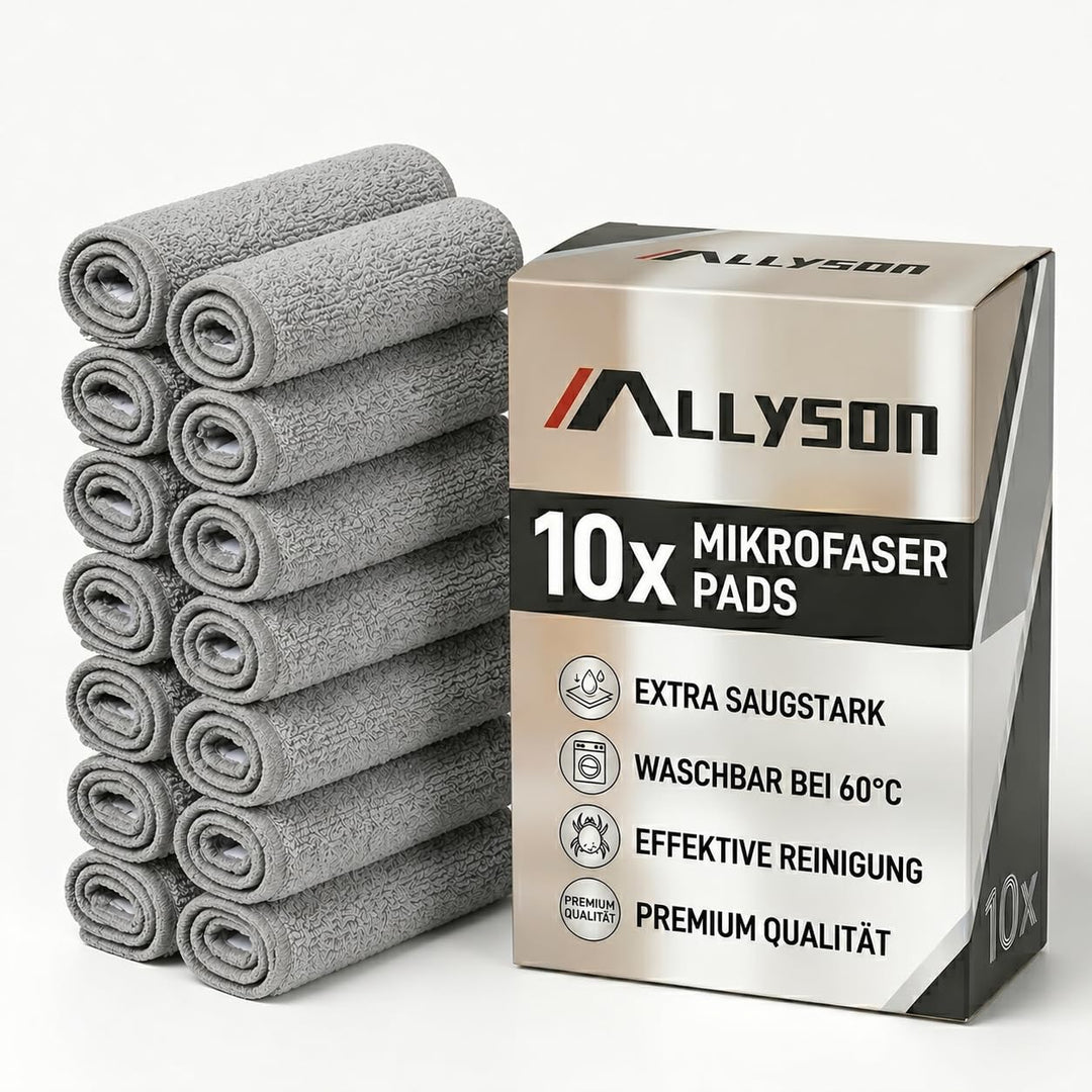 Allyson® Wischmopp Set Bodenwischer inkl. 5 Mops, 3-Kammer Wischmopp Set mit Eimer, Mob Wischer mit