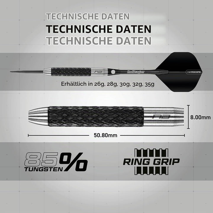 RED DRAGON Rat 26g, 28g, 25g, 30g, 32g oder 35g Tungsten Darts mit Flights und Schäfte 35.0 Gramm, 3