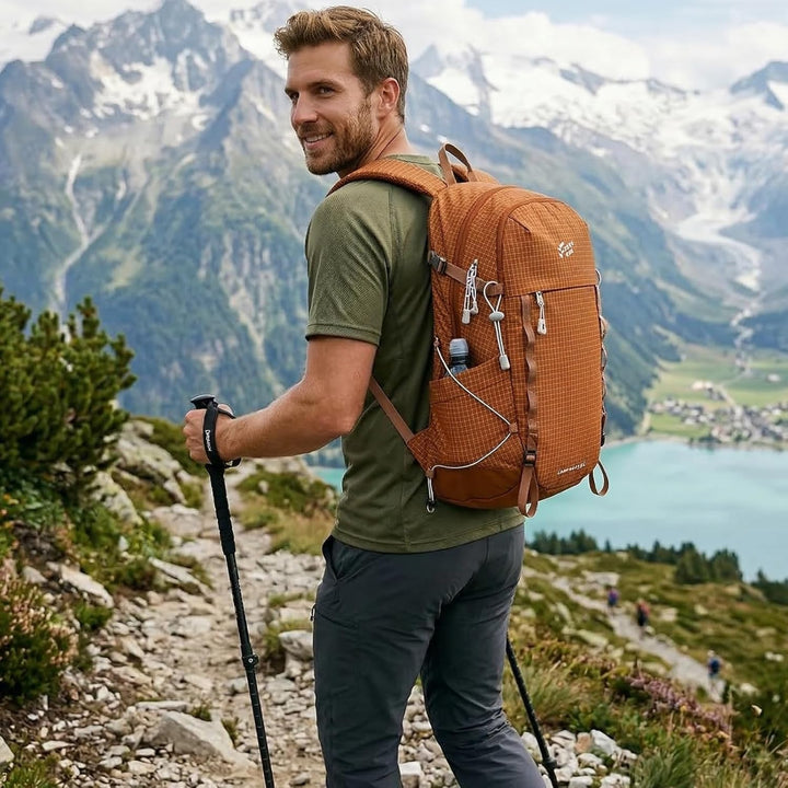 25L Wanderrucksack Damen Herren Reiserucksack Wasserdicht Rucksack Brown, Brown