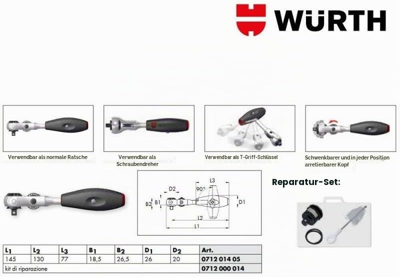 Würth Ratsche mit Kugelkopf 1/4" - 071201405
