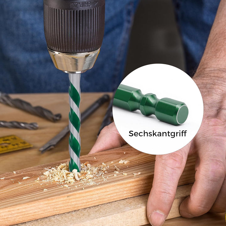 Glasbohrer Set 10 tlg, Vierschneidiger Sägezahn Exzenterbohrer mit Kobalt, Steinbohrer Set 3-12mm,6.