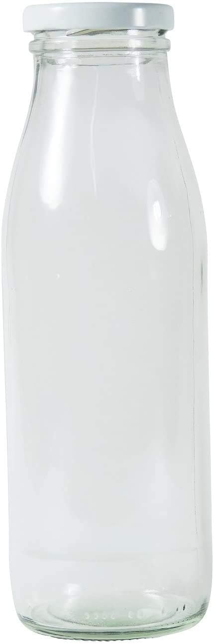 Viva Haushaltswaren - 12 x Weithals-Glasflasche 500 ml mit weissem Schraubverschluss, als Milchflasc