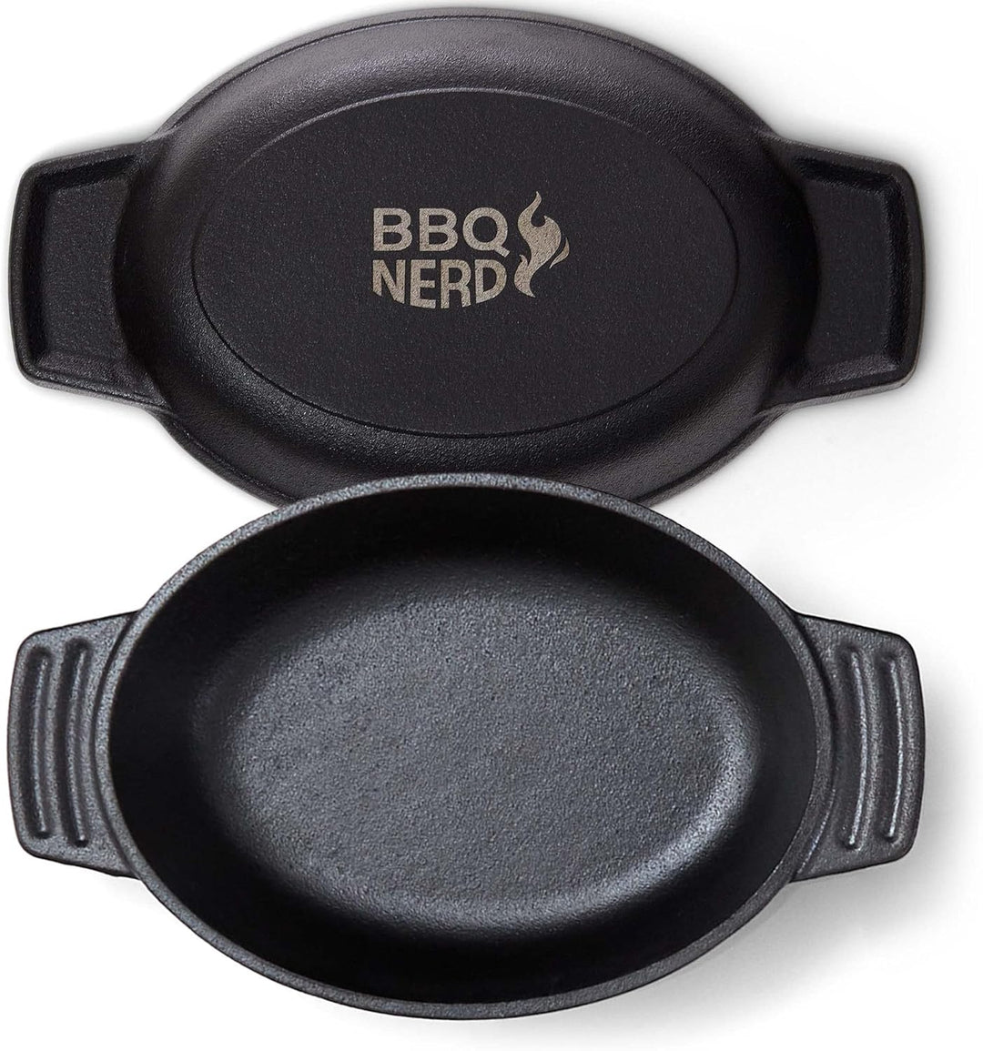 BBQ-Nerd Servierpfännchen aus Gusseisen im 6er Set - Grillpfännchen - oval 22,5x13 cm - zum Braten Ü