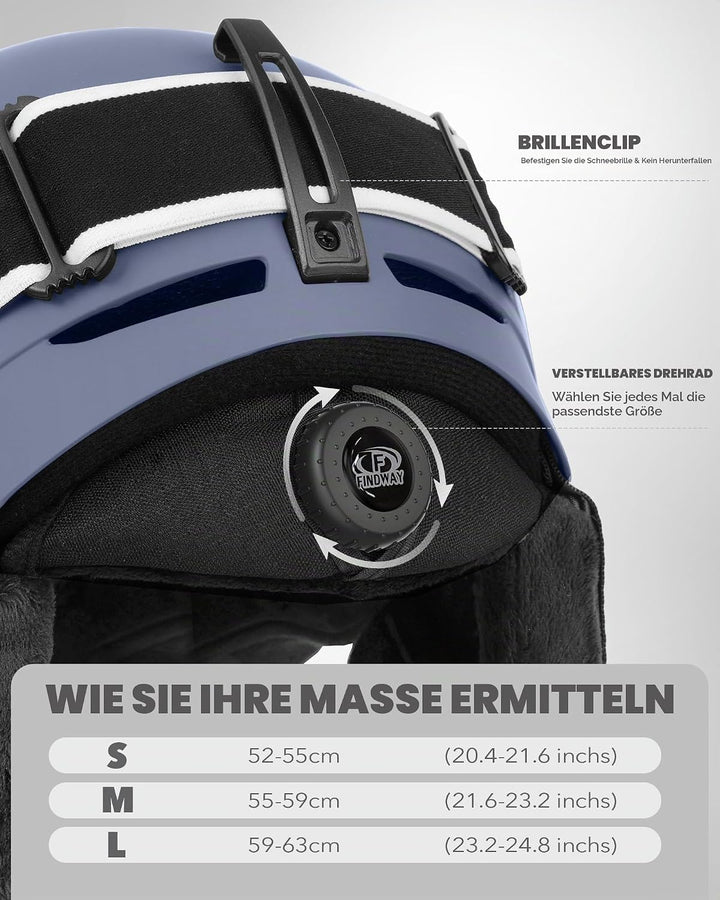 Findway Skihelm und Skibrille Set, SnowboardHelm mit Brille für Damen und Herren Erwachsene Skihelme