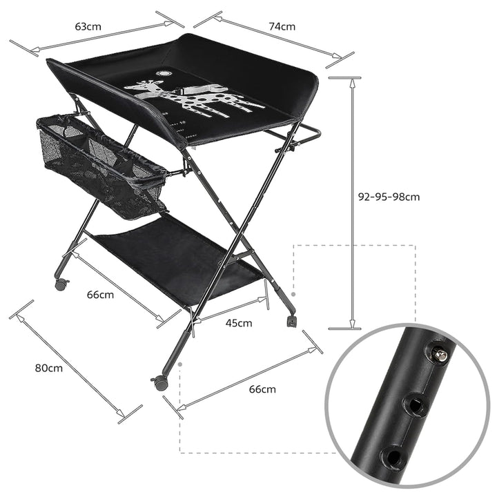Homewell Baby Wickelkombi Wickelkommode, Mobile Wickeltisch Klappbar, mit Wickelauflage, Sicherheits