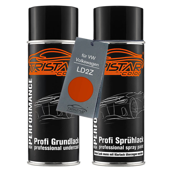 TRISTARcolor Autolack Spraydosen Set für VW/Volkswagen LD2Z Hot Orange Metallic/Rocket Orange Metall