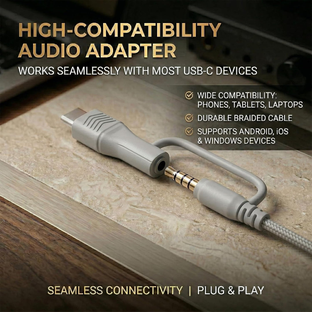 Kabelgebundene Over-Ear-Kopfhörer mit USB-C-Adapter und 3,5-mm-Klinke, Mikrofon, In-Line-Steuerung,