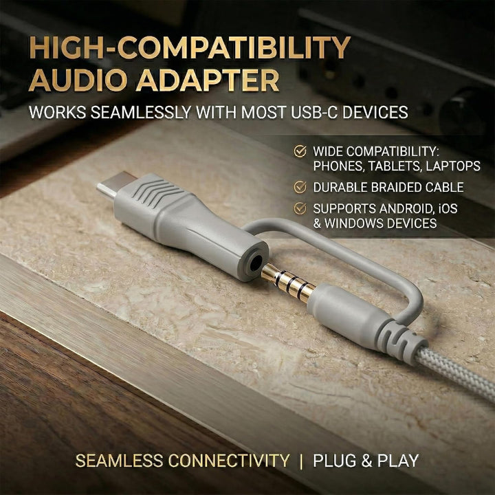 Kabelgebundene Over-Ear-Kopfhörer mit USB-C-Adapter und 3,5-mm-Klinke, Mikrofon, In-Line-Steuerung,