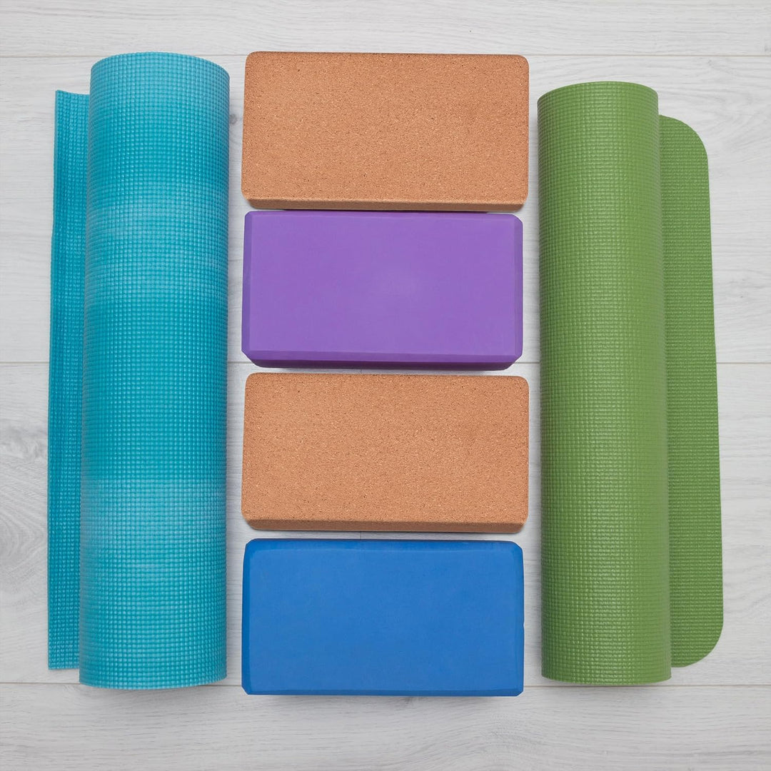 Relaxdays Yogablock, 2er Set, Yogaklötze aus Kork, für Yogaübungen, HBT: 12 x 22,5 x 7 cm, rutschfes