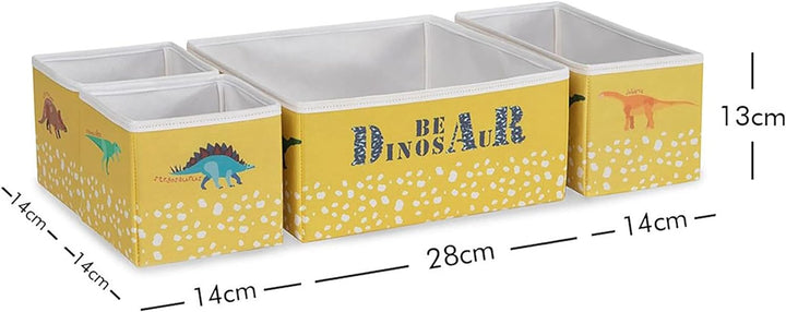 Ocean Home Textile 4er Set Dinosaurier Aufbewahrungsbox für Kinderzimmer, Faltbare Schubladen Ordnun