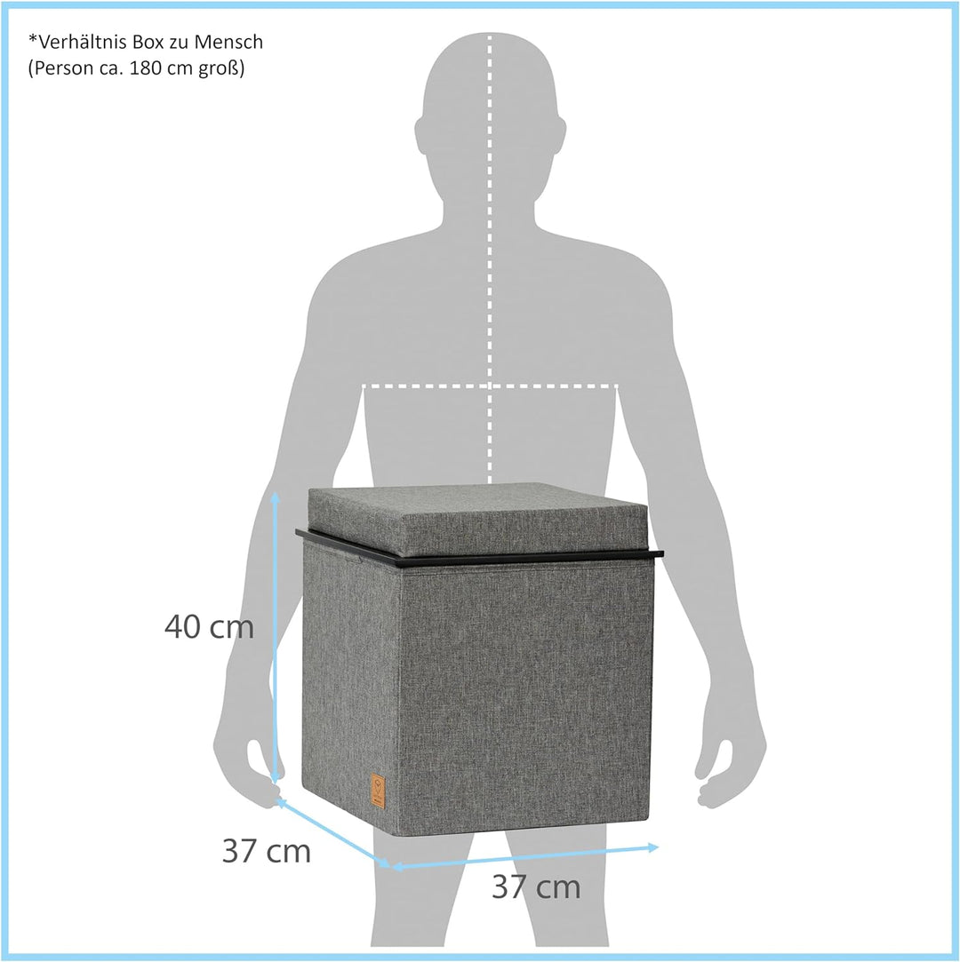 Love IT Store IT Premium 3-in-1 Sitzhocker mit Stauraum - Hocker, Tablett und Aufbewahrungsbox - Aus