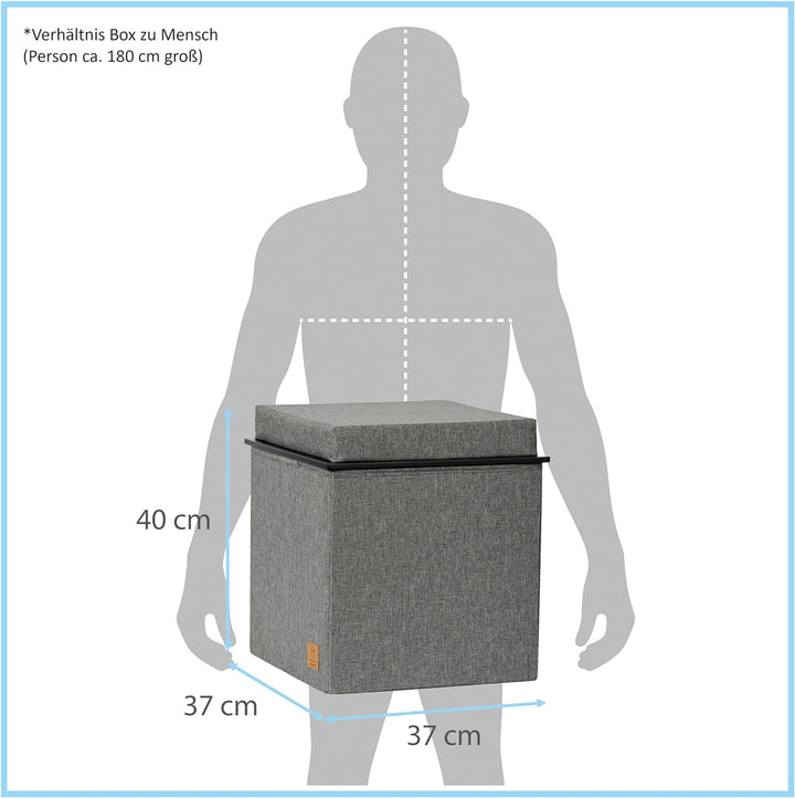 Love IT Store IT Premium 3-in-1 Sitzhocker mit Stauraum - Hocker, Tablett und Aufbewahrungsbox - Aus