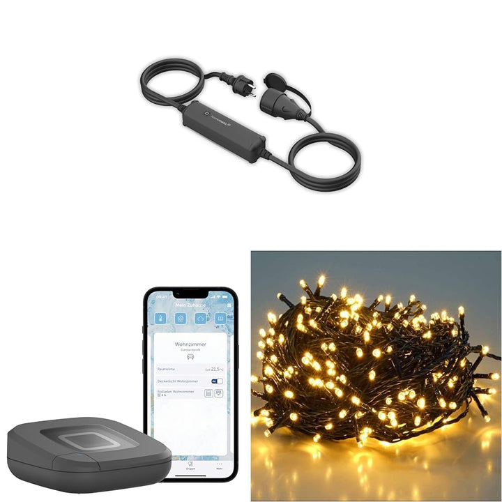 Homematic IP Smart Home Set Aussenbeleuchtung mit Access Point 2, anthrazit + Schalt-Mess-Kabel – au