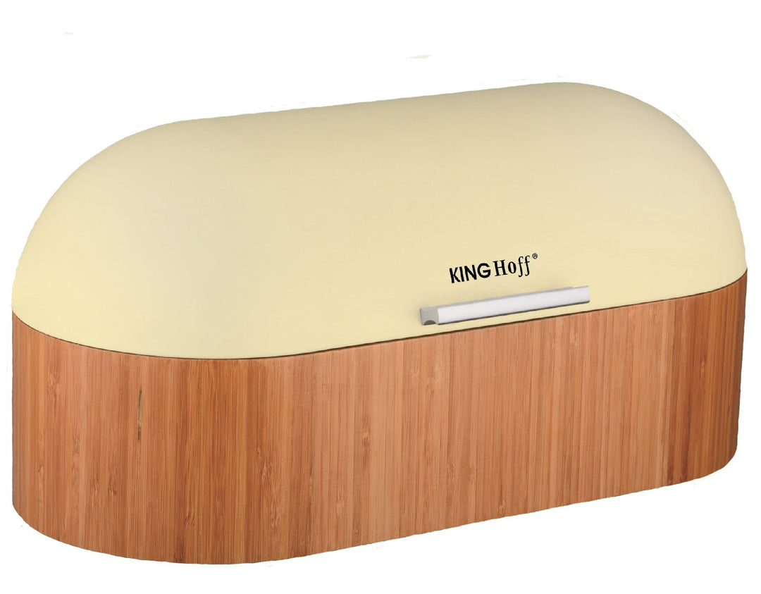 KINGHOFF Brotkiste Bambus und Edelstahl KH-3356 Creme
