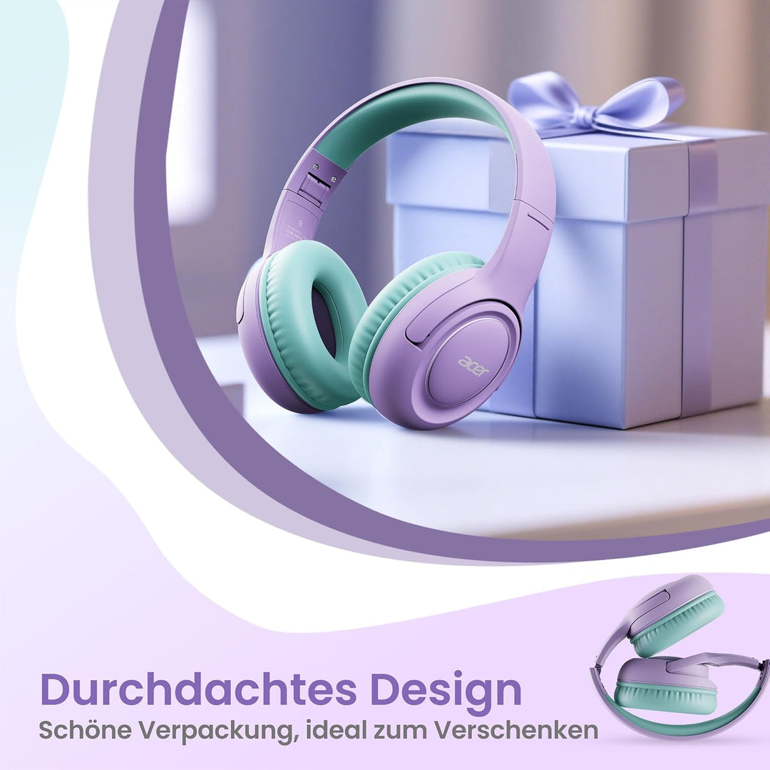 Acer Kopfhörer mit Kabel, Kopfhörer Kinder mit 85/94 dB Lautstärkebegrenzung, Over Ear Faltbare 3.5