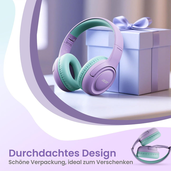 Acer Kopfhörer mit Kabel, Kopfhörer Kinder mit 85/94 dB Lautstärkebegrenzung, Over Ear Faltbare 3.5