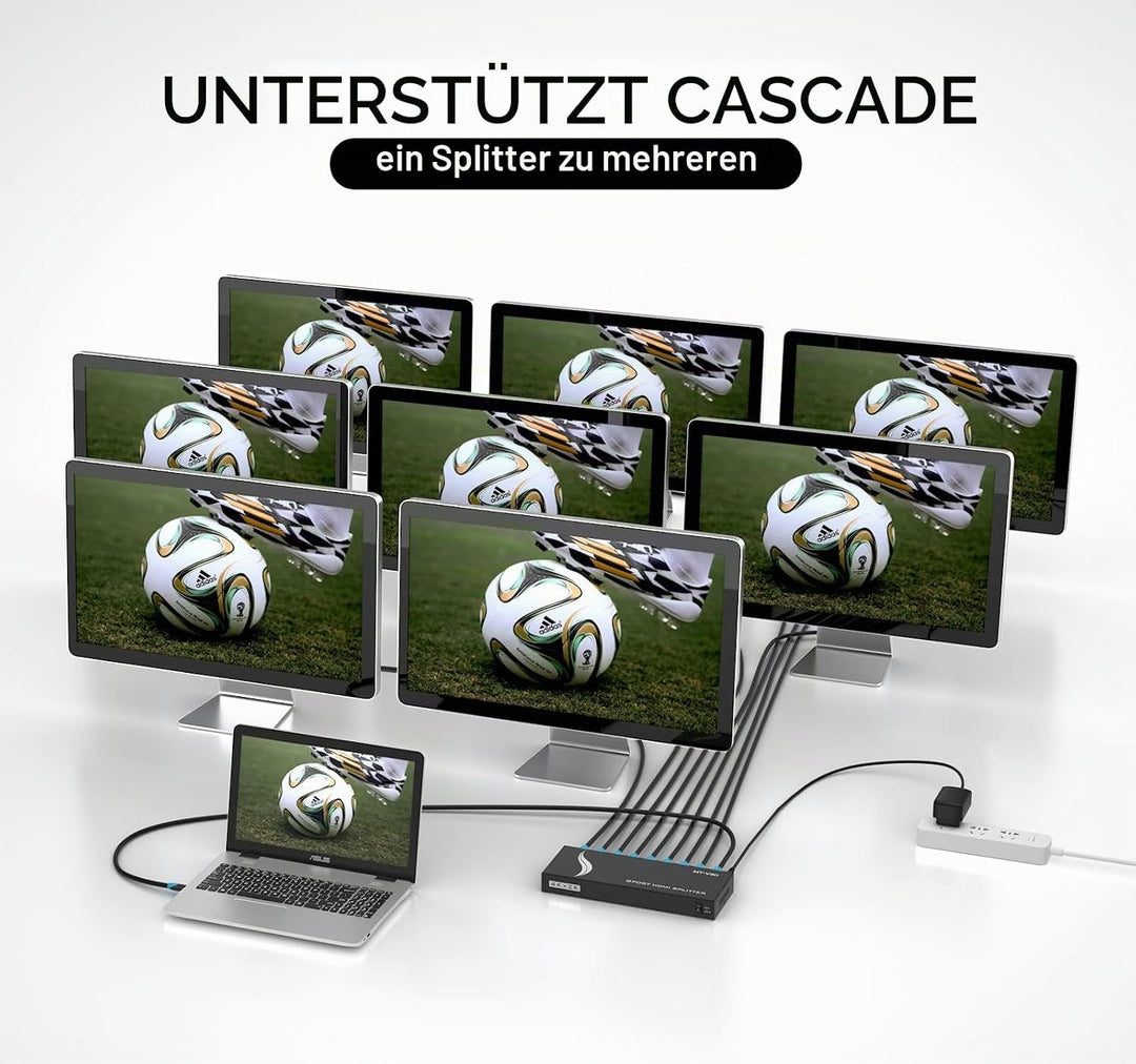 MT-VIKI 1x8 HDMI Splitter 1 in 8 Out Gleichzeitig HDMI Splitter 8 Monitore Mirror Unterstützt 4K HD