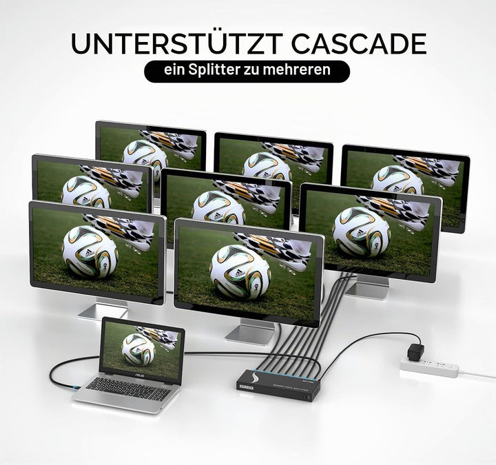 MT-VIKI 1x8 HDMI Splitter 1 in 8 Out Gleichzeitig HDMI Splitter 8 Monitore Mirror Unterstützt 4K HD