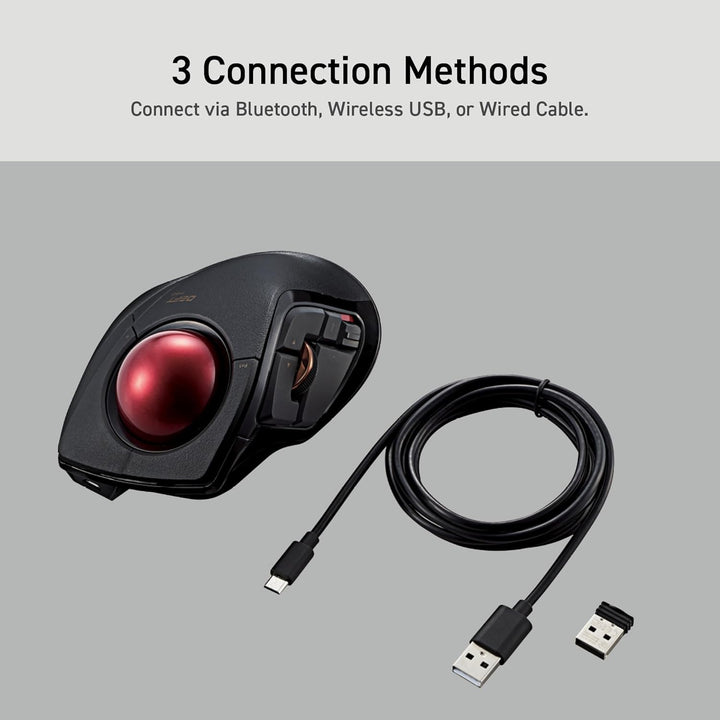 ELECOM Kabelgebundene / kabellose / Bluetooth-Fingerbetriebene Trackball-Maus, kompatibel mit Window