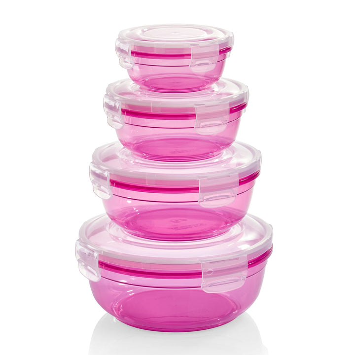 Grizzly 4er Set Frischhaltedosen (0,4L, 0,8L, 1,4L, 2,3L), rund, Kunststoff, 100% luft-/wasserdicht,