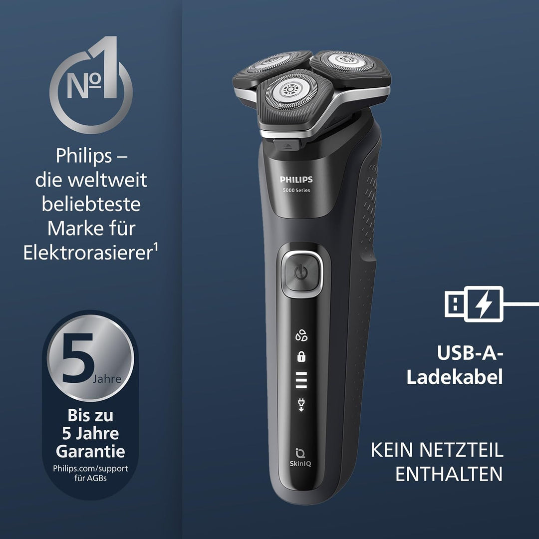 Philips Shaver Series 5000 – Elektrischer Nass- und Trockenrasierer für Herren mit ausklappbarem Tri