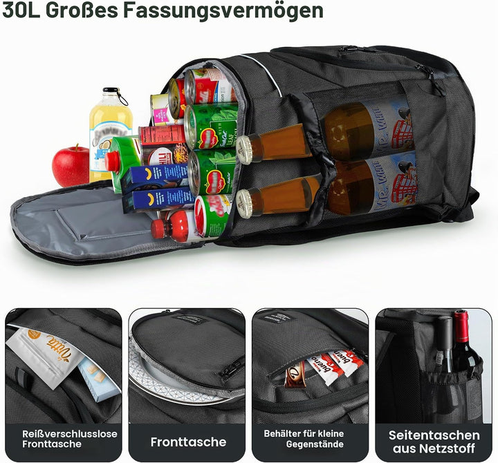 Outplea 30L Kühlrucksack Gross, Auslaufsicherer Isolierte Picknickrucksack für Männer Frauen, Thermo