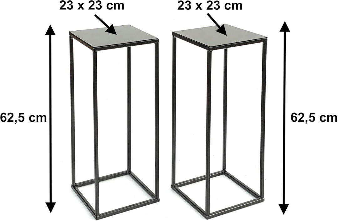 DanDiBo 2x Blumenhocker Metall Schwarz Eckig 62,5 cm Blumenständer Beistelltisch 434 Blumensäule Mod