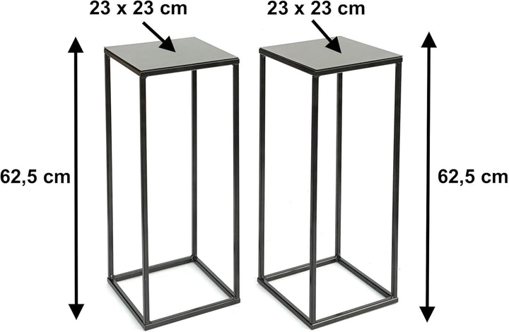 DanDiBo 2x Blumenhocker Metall Schwarz Eckig 62,5 cm Blumenständer Beistelltisch 434 Blumensäule Mod
