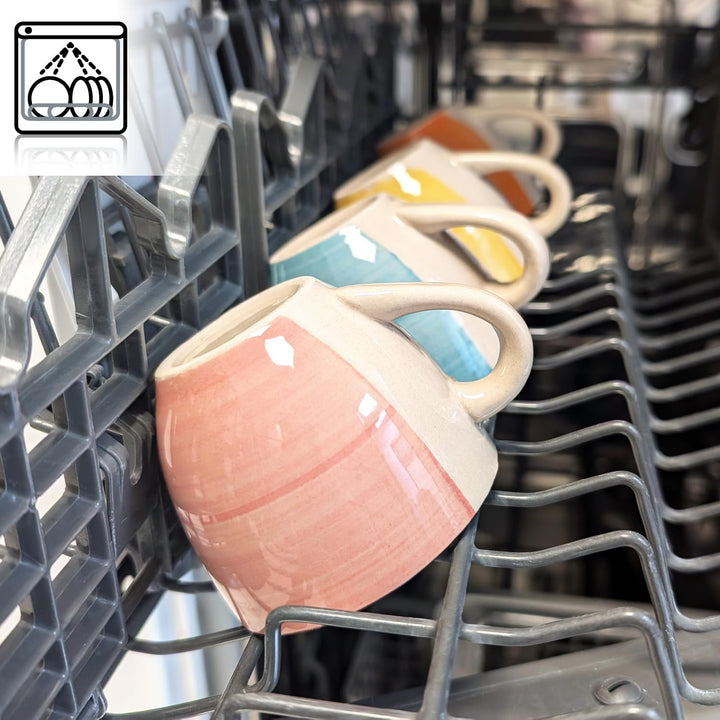 com-four® 12x Espressotassen aus Keramik bis 125 ml - bunte Mokkatassen - handgefertigte kleine Kaff