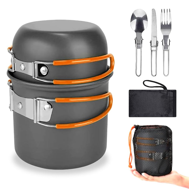 Camping Kochgeschirr Set, Tragbar Camping Geschirr Set Ultraleicht Camping Topf Pfanne Set klappbare