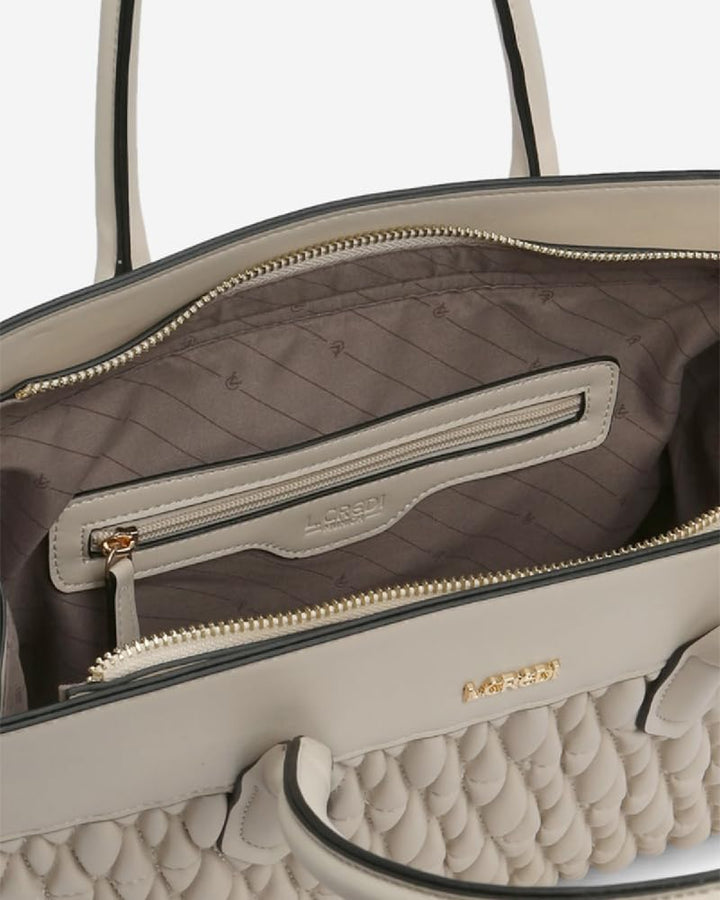 L.CREDI-Damen-Shopper Bag Henkeltasche LAICA 33 x13x27 Kitt, Kitt